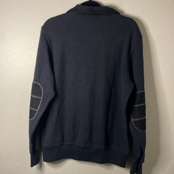 Codice Men's 1/4 Zip/ button Pullover Sweater Patch Elbows Dark Navy Size M - Picture 2 of 11
